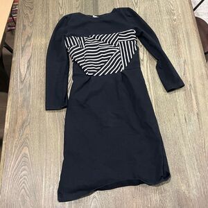 Boy x Band of Outsiders Lucy Liu Striped Boatneck Dress Long Sleeve Black Size 3